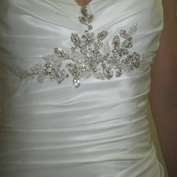 Mermaid Racerback White Wedding Dress, Queen Anne Collar Fitted Sexy Fit & Flare - Picture 10 of 11